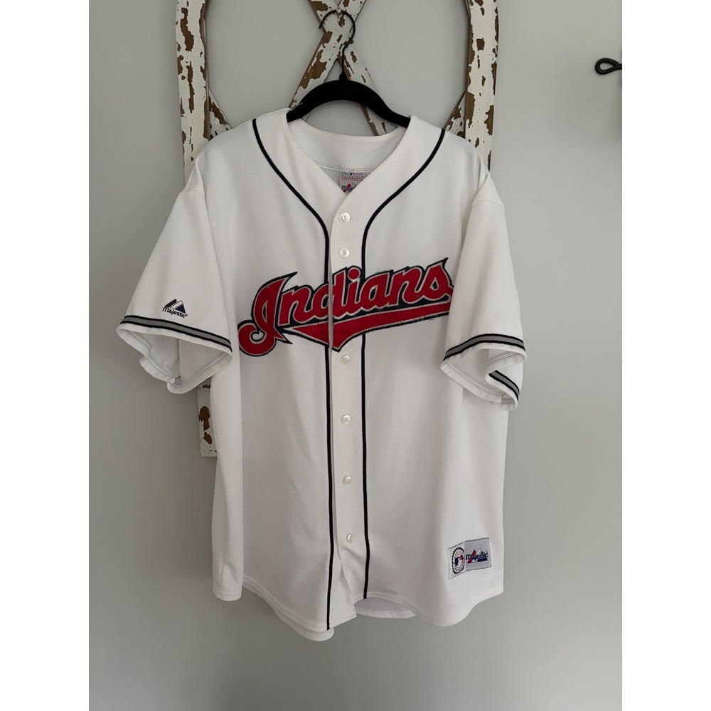 Vintage 90s Cleveland Indians Majestic‎ Baseball Jersey XL Mens Home White MLB